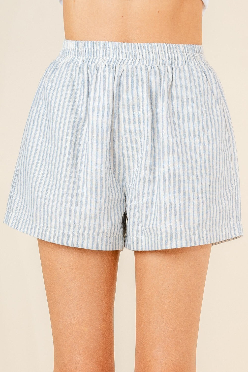 White/Blue elastic shorts