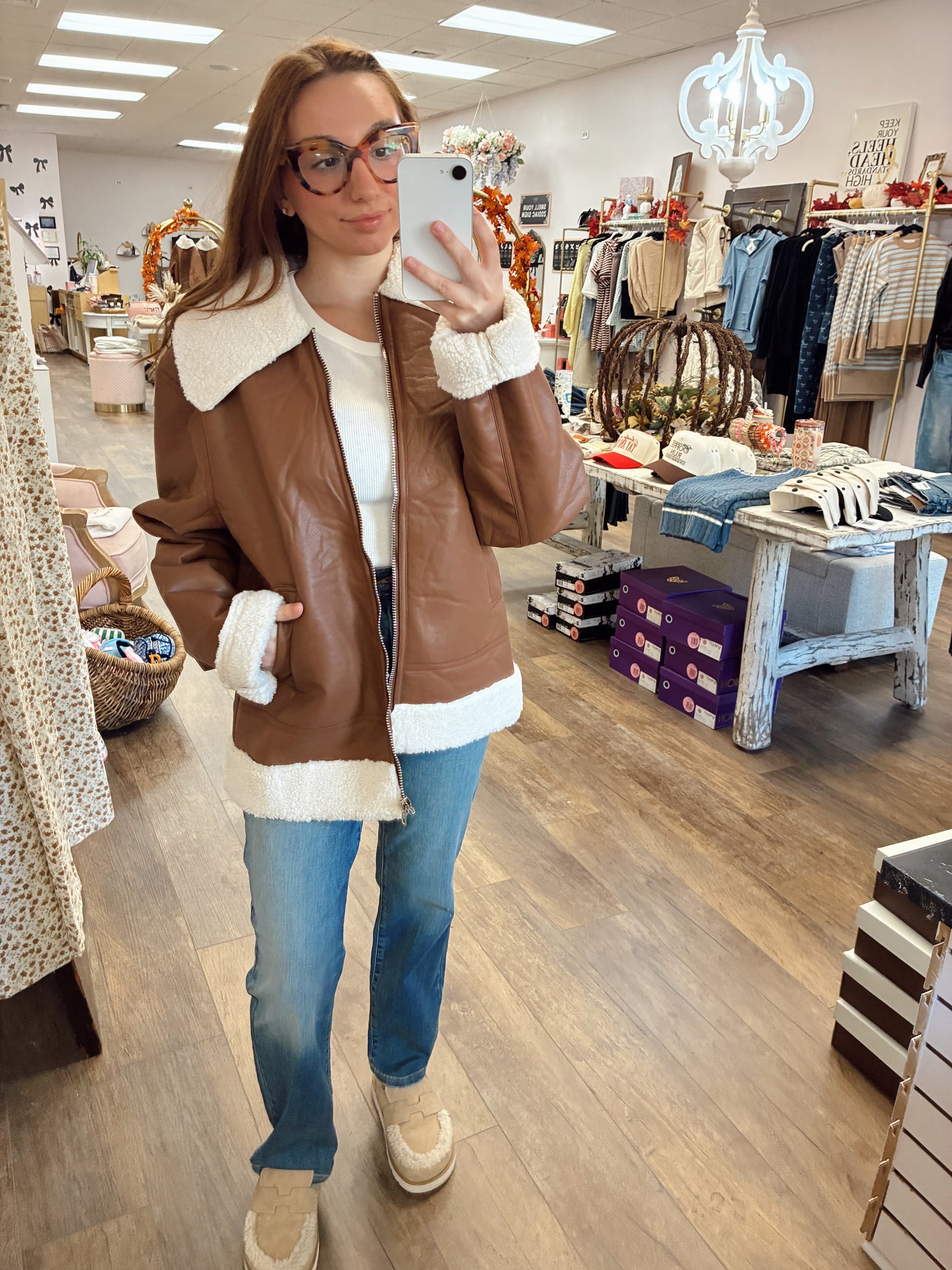 Brown faux leather jacket