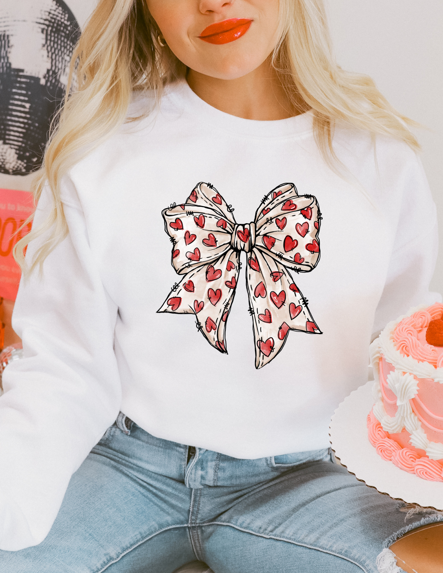 Red Heart Bow Valentine Day Graphic