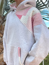 Load image into Gallery viewer, Pearl Grey Margo Quilted Patchwork Hoodie
