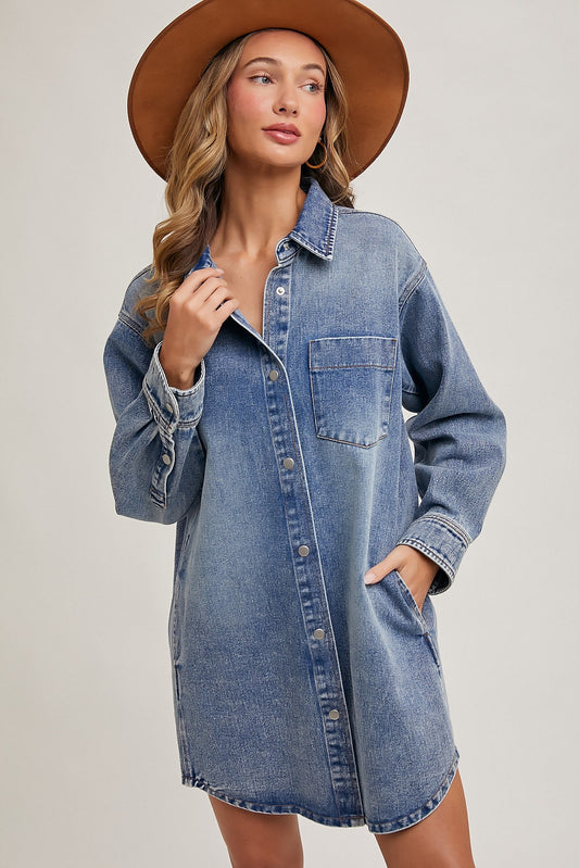 Denim button down dress