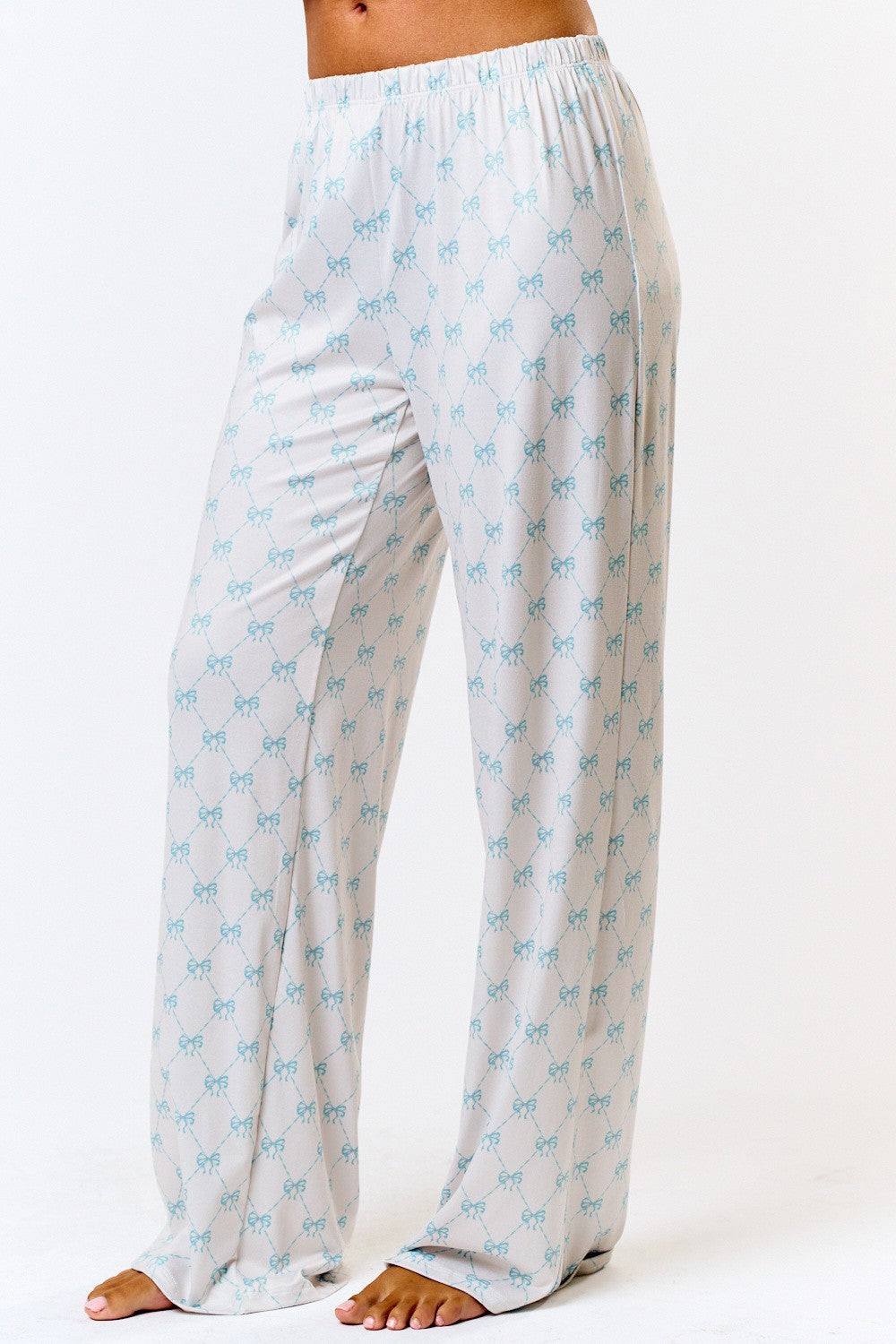 Blue Bow Printed Pants