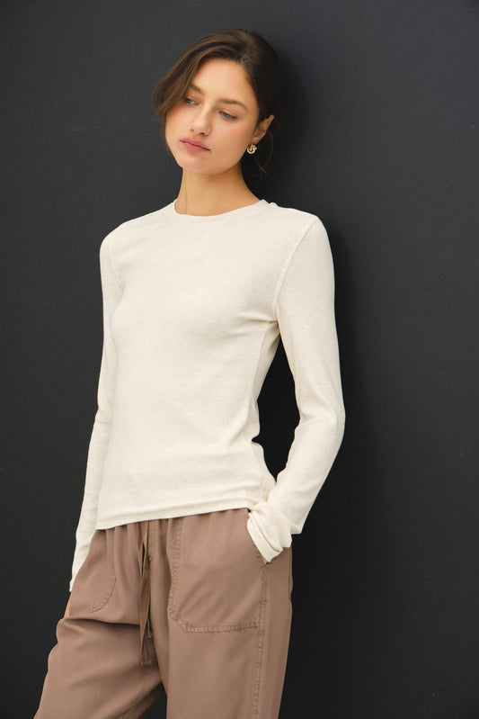 Oatmeal long sleeve top