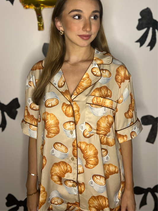 Croissant & Coffee PJ Top