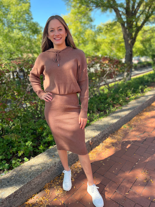 Ribbed hoodie dress