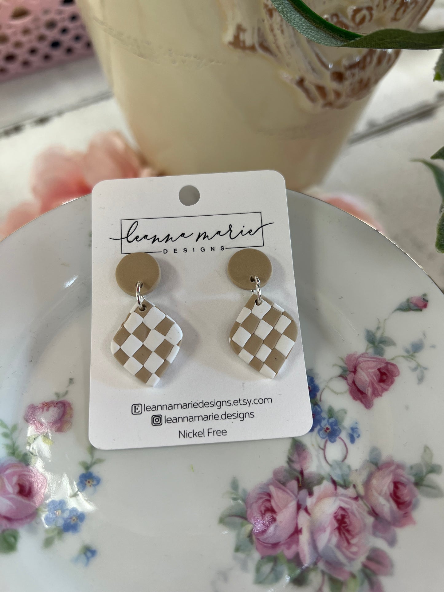 Clay Checkered Earrings