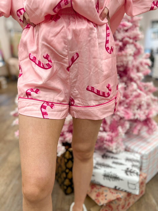 Pink Candy Cane PJ Shorts