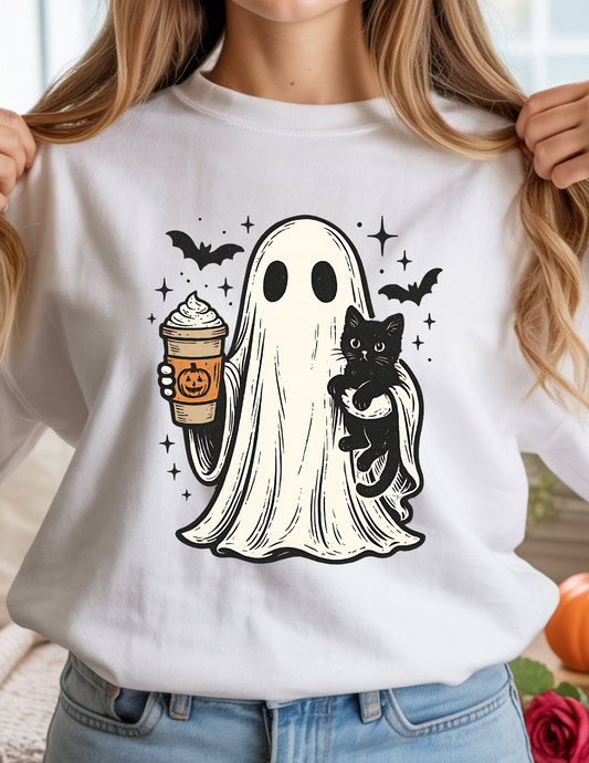 Ghost Coffee Cat Graphic