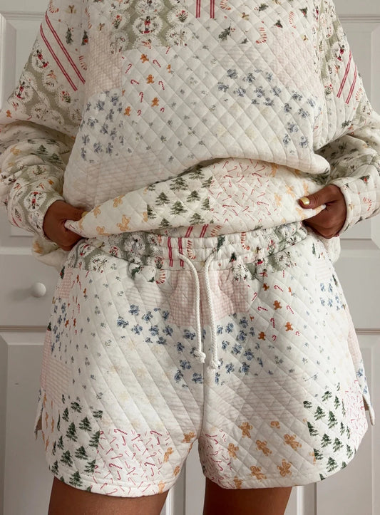 Christmas Holiday Quilted Shorts