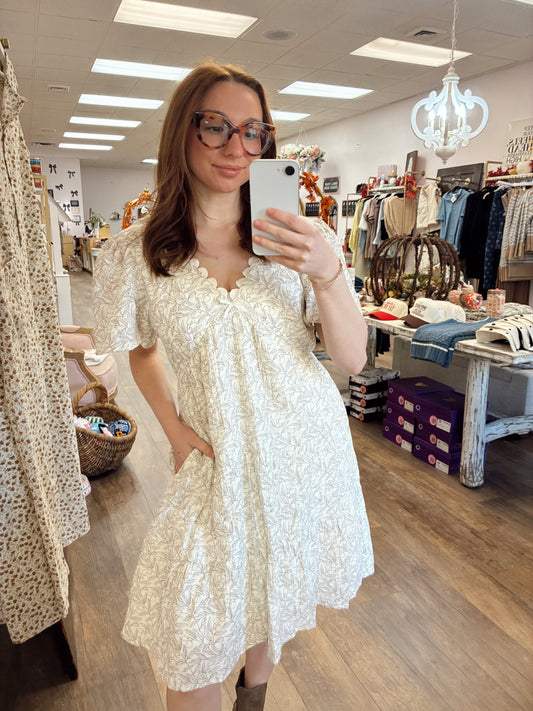 Scallop Trimmed Gauze mini dress