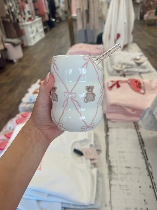 Teddy Bear Bow Ceramic Cup