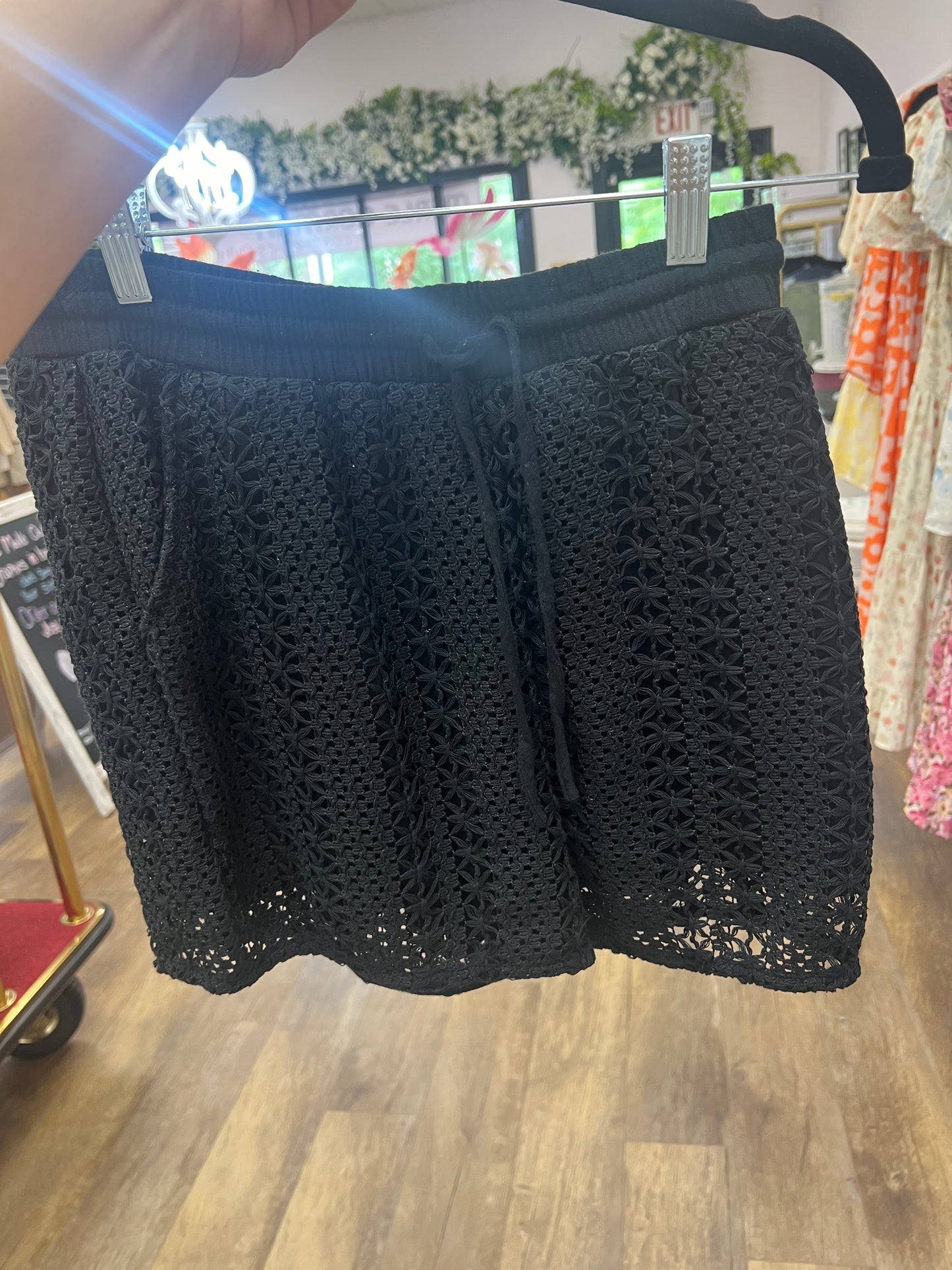 black crochet shorts