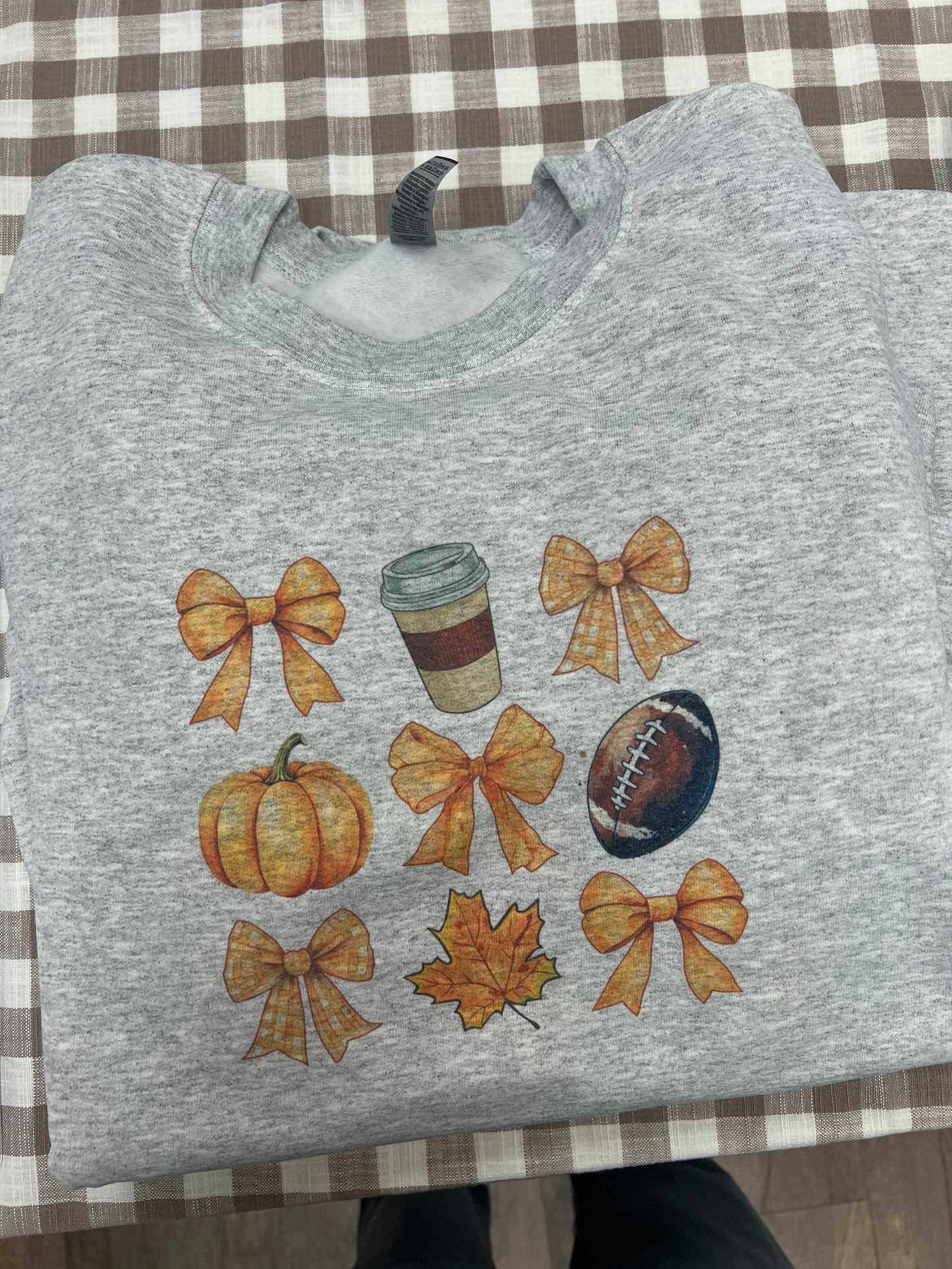 Fall Football Bow Coffee Crewneck