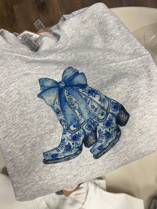 Chic Cowgirl Boots Crewneck