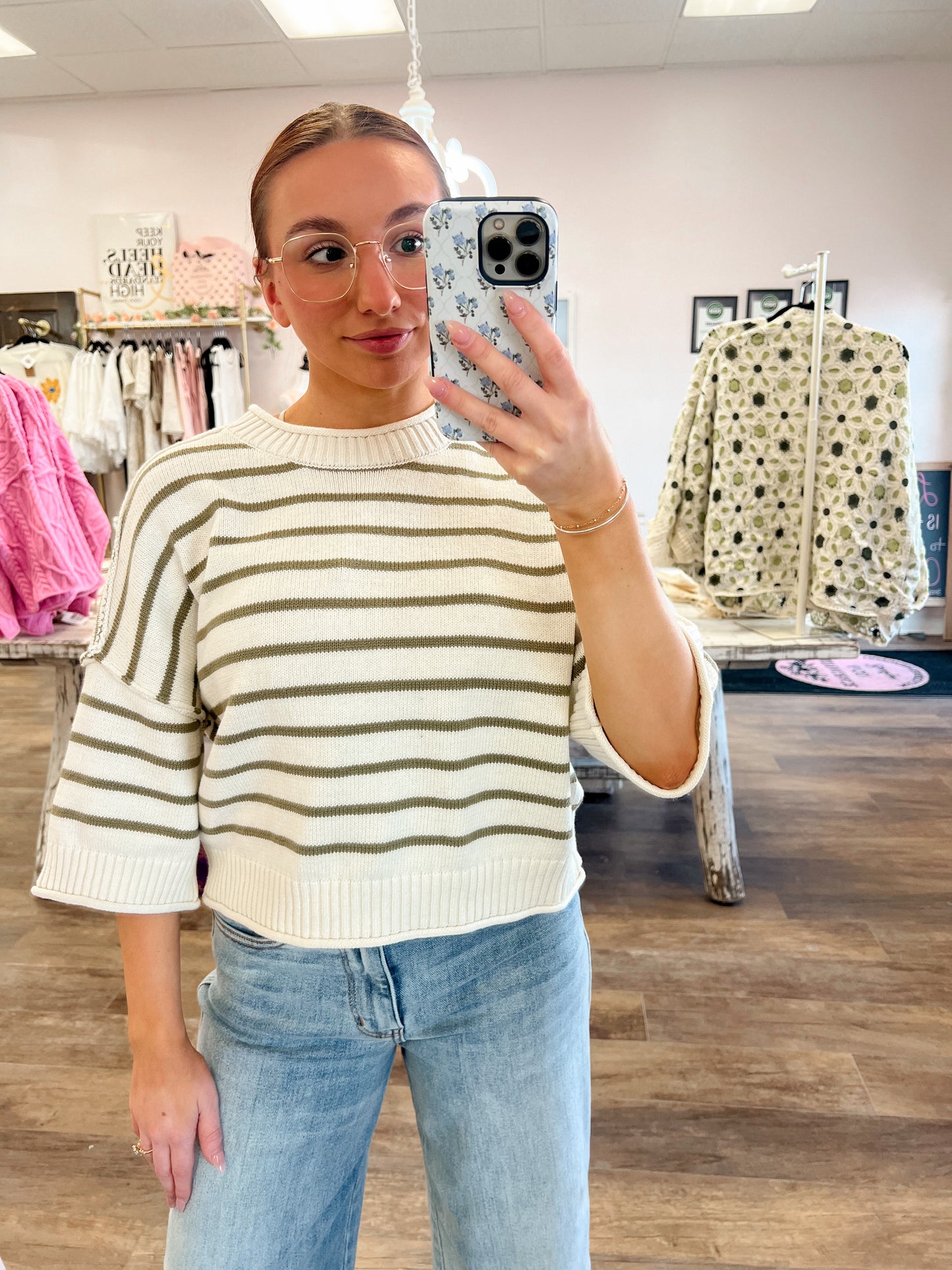 Soft Sage Stripe Sweater