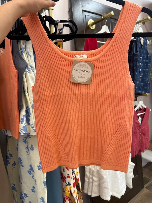 Orange Knit Tank Top
