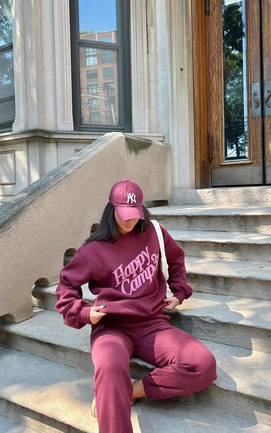 Puff HAPPY CAMP3R Sweatshirt- Burgundy