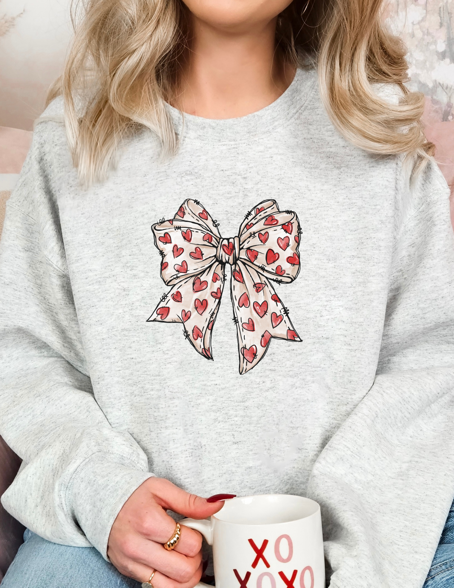 Red Heart Bow Valentine Day Graphic