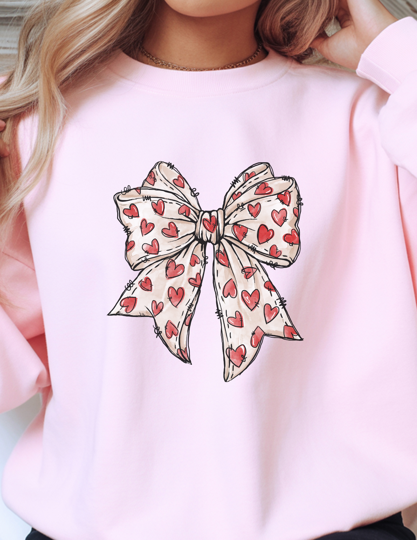 Red Heart Bow Valentine Day Graphic